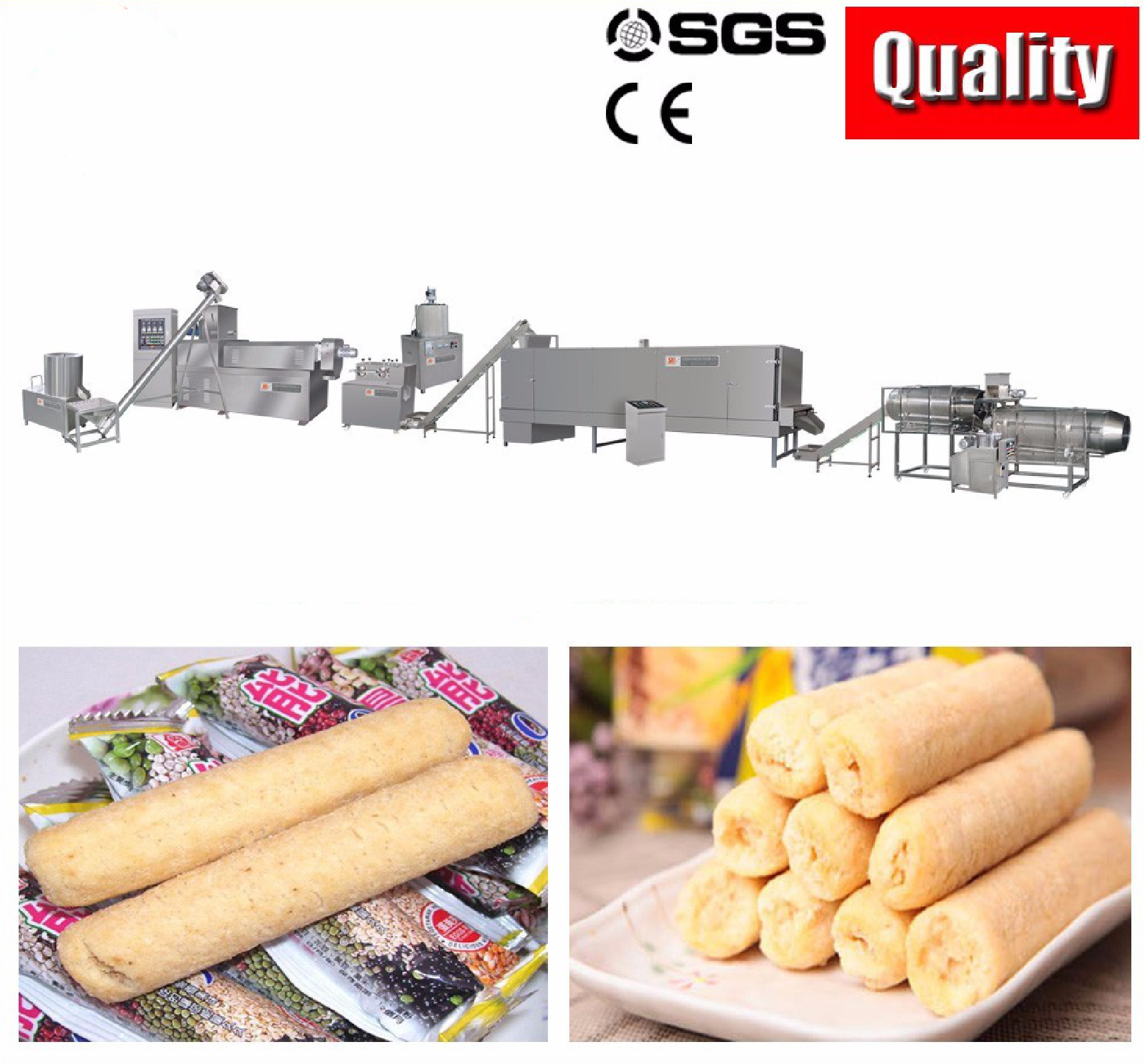 Chocolate Core Filling Puff Snack Food Production Line For Ball Low Power Consumption