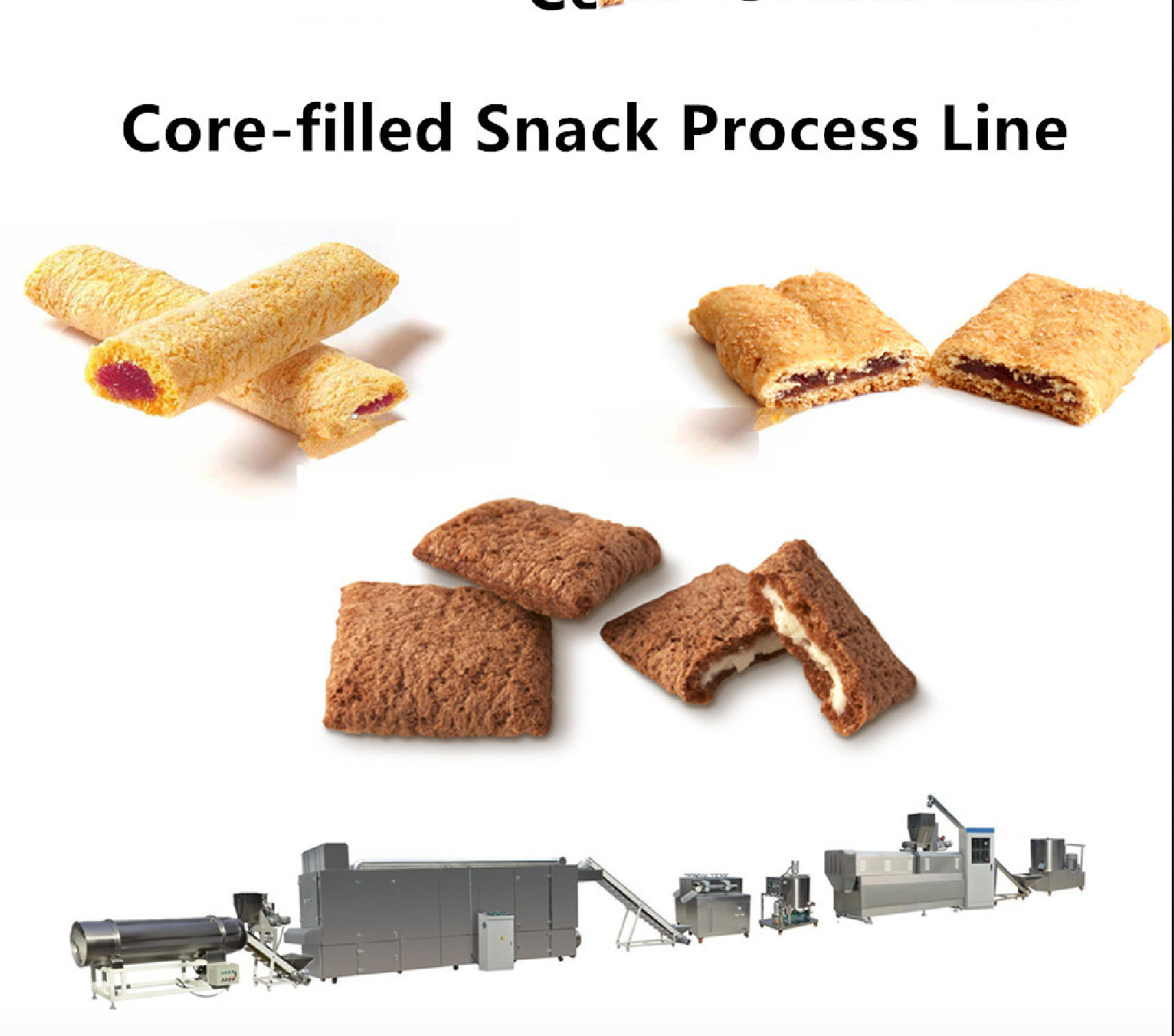 100~500 kg/Hr Snack Food Production Line Chocolate Ball / Chocolate Pillow Filled Puff